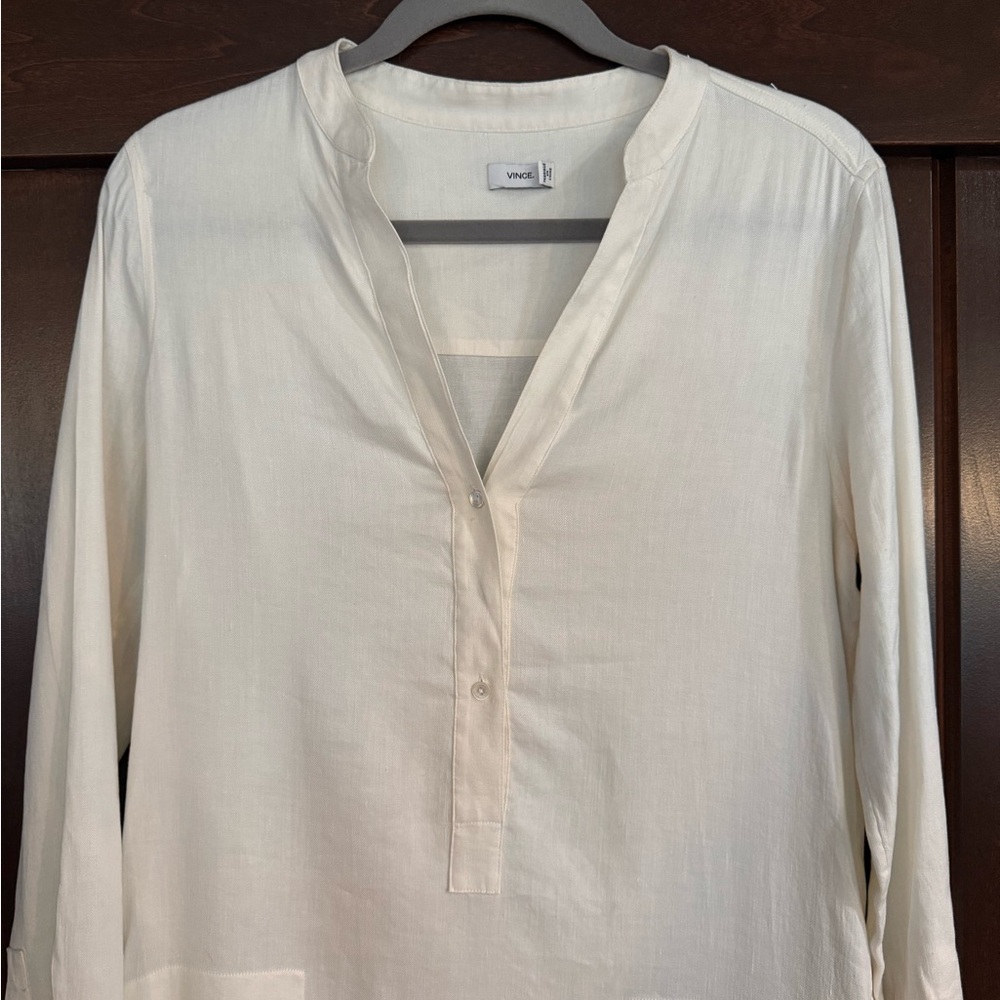Vince Caftan Maxi Shirt Dress Linen Viscose Blend Beach Cover Up Lagenlook - Picture 10 of 15